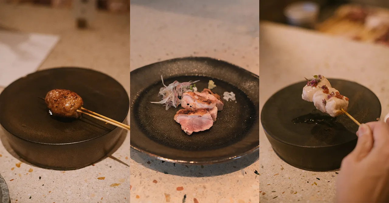 美しく盛り付けられた焼鳥の一皿